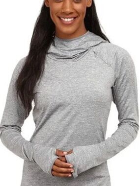 Nike Dri-FIT Gray Long Sleeve Running Top Thumbholes Size S